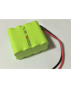 Batteripakke 8HR4/3FAU 9,6V 4500mAh NIMH med 40cm  +/- ledning ut - dim 72x36x68mm