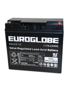 EUROGLOBE AGM Batteri EGC22-12, 22 Ah 12 volt 180x76xH165mm EG16-12HR, EG18-12HR