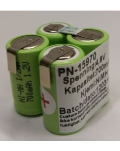 Batteripakke 4,8V 700mAh NiMH