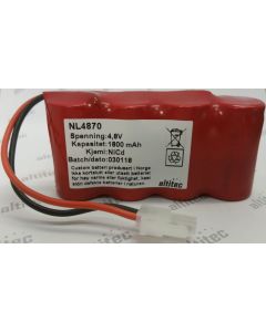 4,8v 1,6Ah nødlysbatteripakke m/ ledning og Molex Minifit 2-pol SBS 23x89x43 mm